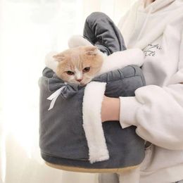Cat Carriers Outdoor Travel Puppy Dog Carrier Backpack Handheld Mini Winter Warm Plush Pets Bag Transport For Cats Accessorie