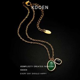 Anklets European and American fashion green and black stone pendants stainless steel chains ankles Versatile simple jewelry accessoriesL2403