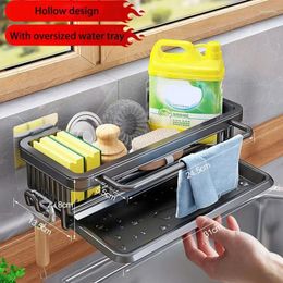 Kitchen Storage Rack Shelf Aluminium Wall Hanging Towel Sponge Drain Racks Bathroom Soap Holder Organiser