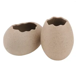 Vases 2 Pcs Small Egg Shell Vase Plants Container Creative Flower Hydroponics Planting Ceramic Simple Decorative Home Mini Pot