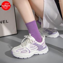 Casual Shoes Superone Spring Sneakers Women Thick Bottom Daddy Shoe Round Toe Breathing Leisure Female Vulcanize