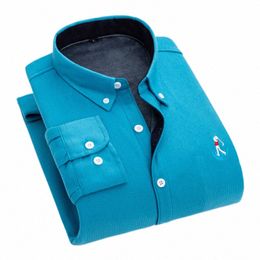 quality Men Cott Corduroy Warm Winter Shirt Thick Fleece Lining Thermal Shirt Lg Sleeved Bottoming Shirt male Shirts tops s4GB#