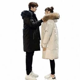 couples Detachable Real Fur Hood Knee Length Waterproof Down Coats 90% Duck Down Jackets for Men & Women Winter Outerwear JK-818 s0n1#