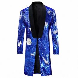 mens Red Embellished Sequin Blazer Glittle Lg Mens Blazer Suit Jacket Shawl Collar Stage Party Singer DJ Club Costume Homme 92Lv#