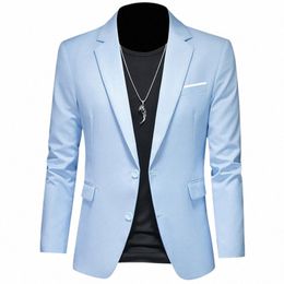 2023 Fi New Men's Leisure Casual Boutique Busin Solid Color Slim Fit Suit Blazers Jacket Dr Coat t2Eh#