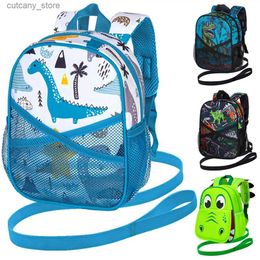 Carriers Slings Backpacks Childrens backpack with belt 9.5 inch baby boy dinosaur safety belt small backpack L240320