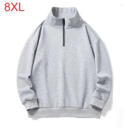 Men's Hoodies Spring Autumn Plus Size Half Zipper Standing Neck Sweater Loose Solid 8XL 140KG