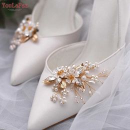 Anklets TOPQUEEN X21 Bride Metal Shoe Buckle Accessories Luxury Artificial Pearl Shoes Flower Shoes Womens Shoe Clip High Heel Shoe ClipL2403