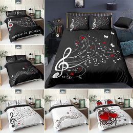 3D Digital Duvet Music Note Printed Beating Comforter Cover Kids Adult Bedding Set for Winter US EU AU Size 201120309O