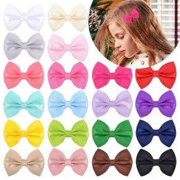 Baby Girls Bow Barrettes Handmade Clips Kids Hairpins clip Hairgrips Children 2Inch bowknot Simple cute Clipper Hair Accessories 20Colors