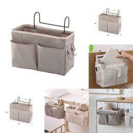 2024 Canvas Bedside Hanging Pocket Storage Bag Bedroom Magazine Storage Pouch Diaper Caddy Toy Holder Baby Tissue Box Home Organizer