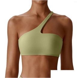 Yoga Outfit Women Soft Basic Quick Dry Compression Supportive Single Shoder Sports Bra Y Solid Colour Outdoor Workout Running Drop Deli Otuxv