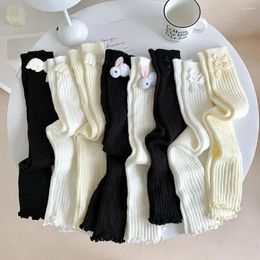 Women Socks Bow Kawaii Japanese Style JK Wing Pile Knitted Cover Girls