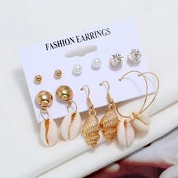 Dangle Earrings LXY-W 2024 Fashion Multilevel Artificial Pearl Crystal Shell Conch Pendant For Women Vintage Jewelry Gift Wholesale