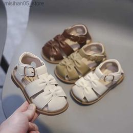 Sandals Roman Style Baby Girls Sandals 2023 Summer Childrens Casual Shoes Childrens Cut Beach Sandals Comfortable Soft Sole Baby Shoes Q240328