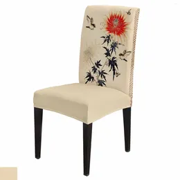 Chair Covers Chrysanthemum Bird Butterfly Retro Cover Set Kitchen Stretch Spandex Seat Slipcover Home Dining Room