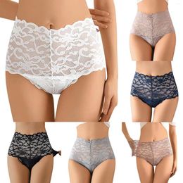 Women's Panties Lace Underwear Mid Waist Ultra Thin See Through Mesh Bottoms Large Size Fat Cotton Thong Lot