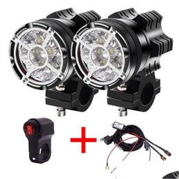 Motorcycle Lighting 2Pcs Headlight Switch Spotlight 90W 6500K White Driving Working Spot Lights Motorbike Scooters Fog Drl Lamp Drop D Otnwr