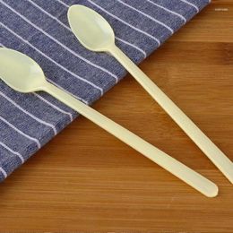 Disposable Flatware 100pcs High Quality Thick Plastic Spoon Long Handle Dessert Milk Tea Smoothie Ice