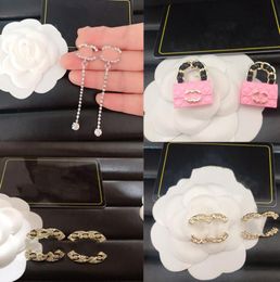Designer Earrings Letter Studs 925 Silver Stainless Steel Eardrop Women Pearl Earrings Diamond Earring Wedding Party Jewelry