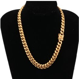 High Quality Stainless Steel Necklace 18K Gold Plated Miami Cuba Link Chain Men Gold Punk Hip Hop Jewellery Chains necklaces 16mm 18257T