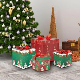 Gift Wrap 3Pcs/set Christmas Box Foldable Decorative Snowman Patterns Bow Tie Xmas Party Supplies For Festival