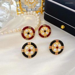 Stud Earrings Fashion Elegant Geometric Circle Simple Pearl Relief Retro Court Personalised Female Accessories