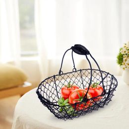Kitchen Storage Fruit Basket Ornament Decorative Metal Rustic Serving Tray Vegetable For Cabinet Grocery Store Picnic Wedding