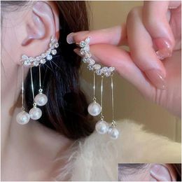 Dangle Chandelier Earrings 2024 Fashion Korean Hanging Women Long Tassel Drop For Gold Color Zircon Jewelry Gifts Delivery Oty6N