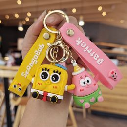 Internet famous sponge, baby pie big starfish keychain pendant cartoon cute couple small gift bag pendant keychain