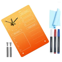 Table Clocks Tabletop Clock Office Acrylic White Board Erasable Message Boards Decorative Note Whiteboard Desk Memo