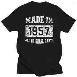 Men's T Shirts Made In 1957 All Original Parts Shirt 60th Birthday Gift Cotton Printing Tops Oversized Men Tshirts Group