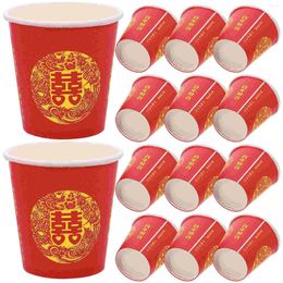 Disposable Cups Straws 100 Pcs Red Glass Paper Banquet Beverage Juice Festive Tableware