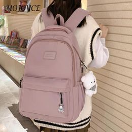 School Bags College Student Rucksack Large Capacity Travel Bookbags With Cute Pendant Simple Adjustable Strap Fashion For Outdoor Sport
