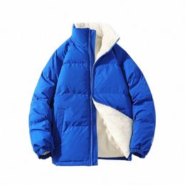 2024 Men Winter Windproof Fleece Jackets Solid Colour Casual Warm Thick Coat Parkas Clothes X0NO#