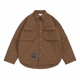 men's Autumn Winter Japan Korean Streetwear Fi Loose Casual Vintage Thin Cott Parkas Cargo Jacket Warm Over Coat Man 58Zx#