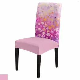 Chair Covers Spring Chrysanthemum Oil Painting Flowers Cover Set Kitchen Stretch Spandex Seat Slipcover Home Dining Room
