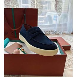 Loro Pianaa Deck Walks LP Open Shoes Piano Loafer Sneaker Men Walk Casual Shoes Suede Platform Loafers City Lazy Loafers Suede Casual Sneaker Mid Cut