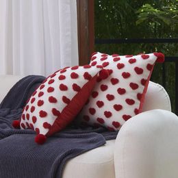 Pillow Summer Living Room Sofa Plush Throw Pillows Cover Minimalist Style Red Three-dimensional Love Case Ball