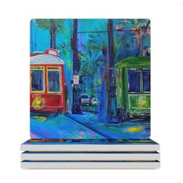 Table Mats Streetcar Love Storey (acrylic Painting) Ceramic Coasters (Square) Animal Cup Set Cute Tea Cups