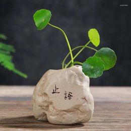 Vases Mini Ceramic Imitated Stone Flower Arrangement Zen Home Table Decoration Small Vase Hydroponic Plant Chinese Style