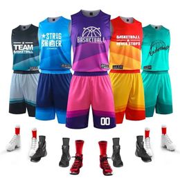 Men Kids Basketball Jersey Personalized Custom Boys Women Uniform Sets Polyester Breathable Shirt 240325