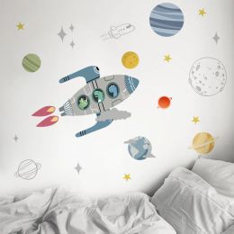 Stickers Cartoon Space Rocket Wall Stickers for Kids rooms Nursery Wall Decor Children Bedroom Decorative PVC Wall Decals Home Decoration