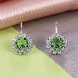 Dangle Earrings Vintage Square Shape Round Green CZ Women Drop Earring Noble Lady Accessories Top Quality Birthday Gift For Mother Shine