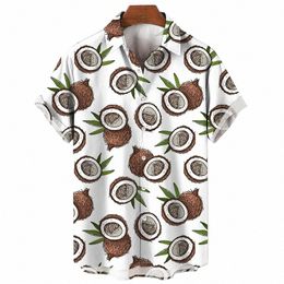 Camicia hawaiana 3D Fruit Print Camicie Estate Uomo / Donna Abbigliamento Cocut Modello Top a manica corta Casual Streetwear Oversize 08JA #
