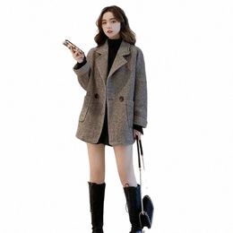 korean Editi British Wool Loose Relaxed Solid Colour Top Women Coat 2024 New One Piece Jacket Women's Spring and Autumn Coats D9f7#