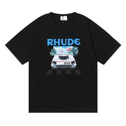 Rhude Tee Shirt Designer Original Quality Loose Casual T Shirt Brand Men Women High Street 100% Cotton Clothings Hip Hop Tees Size S-XXL