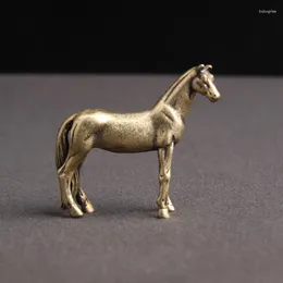 Decorative Figurines Brass Horse Tea Pet Copper Sculptures Fengshui Statuette Collection