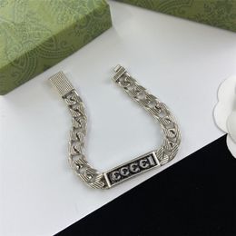 Men Designer Bracelet Fashion Chains Silver Stainless Steel Woman Wide Bracelets With Letter Bracciale Uomo Man Jewellery Hand Chain2255