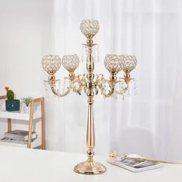 Decorative Plates 85cm /100cm TallGold Crystal Candle Holders For Wedding Party Decoration Centrepieces Event Decor 5 Arms Candelabra